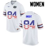 Women's Florida Gators #84 Camrin Knight NCAA Nike White USA Flag Fashion Authentic Stitched College Football Jersey ROL6762TQ